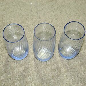 Vintage Set of 3 Libbey Light Blue Optic Swirl 6.25" Water Tea Drinking Glasses